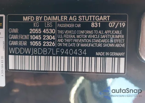 2020 Mercedes-Benz C 300 из США, поврежденный, VIN WDDWJ8DB7LF940434